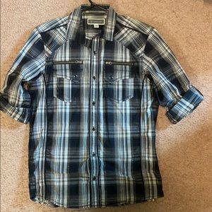 I.N.C. Long sleeve button down with gold shimmer.